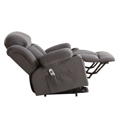 Ergonomic Power Lift Recliner Chair Electric Fabric Massage Heat Sofa with USB Charging, Side Pockets and Remote Control