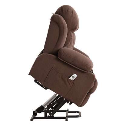 Ergonomic Power Lift Recliner Chair Electric Fabric Massage Heat Sofa with USB Charging, Side Pockets and Remote Control