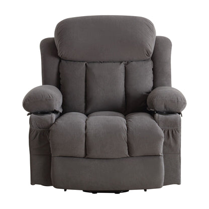 Ergonomic Power Lift Recliner Chair Electric Fabric Massage Heat Sofa with USB Charging, Side Pockets and Remote Control