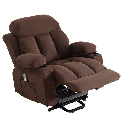 Ergonomic Power Lift Recliner Chair Electric Fabric Massage Heat Sofa with USB Charging, Side Pockets and Remote Control