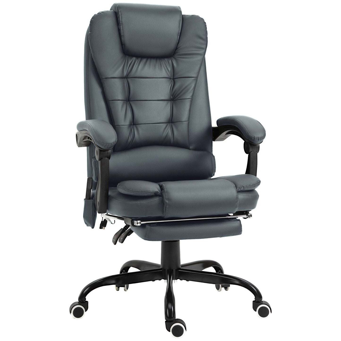 Ergonomic Rolling Vibration Massage Office Chair with Reclining Backrest, Adjustable Height and Retractable Footrest