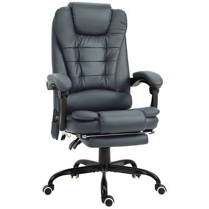 Ergonomic Rolling Vibration Massage Office Chair with Reclining Backrest, Adjustable Height and Retractable Footrest