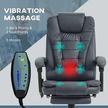 Ergonomic Rolling Vibration Massage Office Chair with Reclining Backrest, Adjustable Height and Retractable Footrest