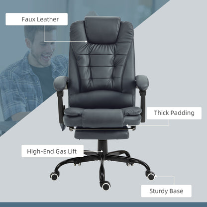 Ergonomic Rolling Vibration Massage Office Chair with Reclining Backrest, Adjustable Height and Retractable Footrest