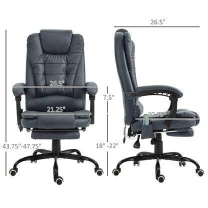 Ergonomic Rolling Vibration Massage Office Chair with Reclining Backrest, Adjustable Height and Retractable Footrest