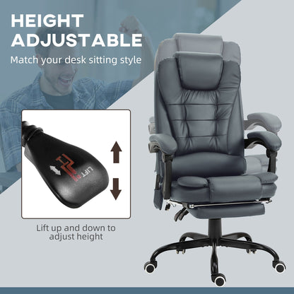 Ergonomic Rolling Vibration Massage Office Chair with Reclining Backrest, Adjustable Height and Retractable Footrest