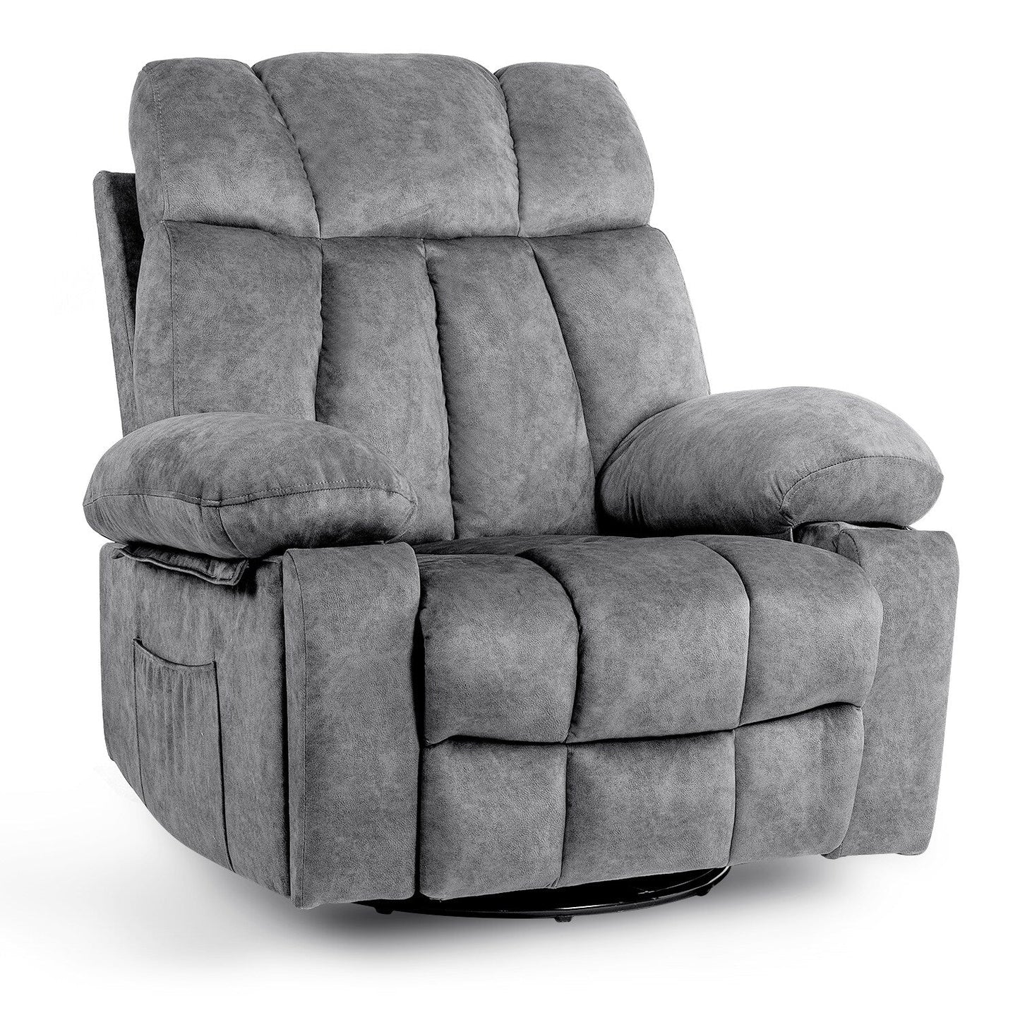 Ergonomic Velvet Swivel Massage Chair with Heat, 8 Massage Points, Rocking Base, USB Charging, Cup Holders and Side Pockets