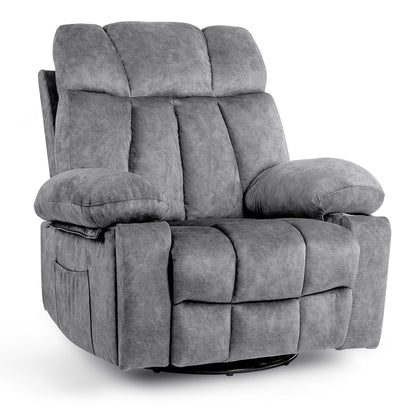Ergonomic Velvet Swivel Massage Chair with Heat, 8 Massage Points, Rocking Base, USB Charging, Cup Holders and Side Pockets