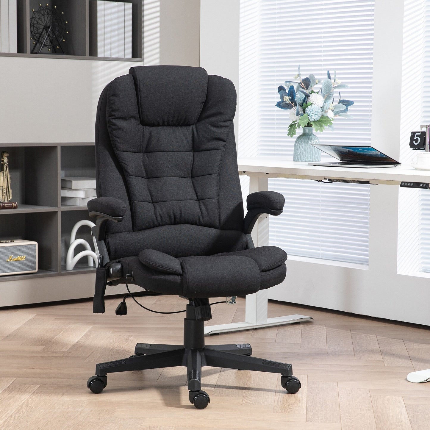 Ergonomic Vibration Massage Office Chair Adjustable Backrest Recliner Chair with 6 Massage Points and Lumbar Heating