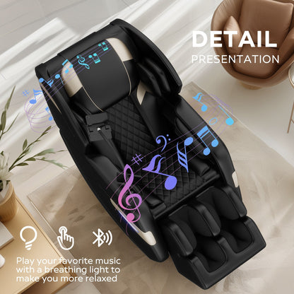 Ergonomic Zero Gravity Full Body Massage Chair with Airbag Therapy, Heating and Bluetooth, Adjustable Footrest