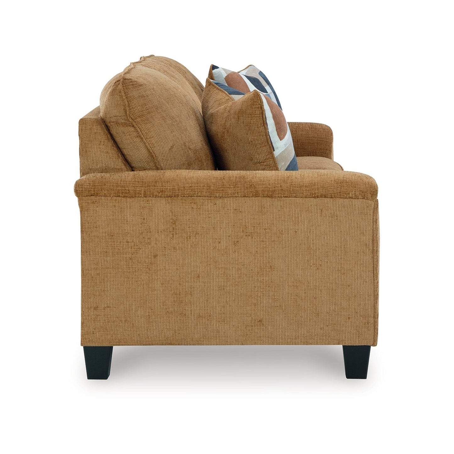 Erin Sofa, 2 Accent Throw Pillows, 89 Inch Plush Light Brown Polyester
