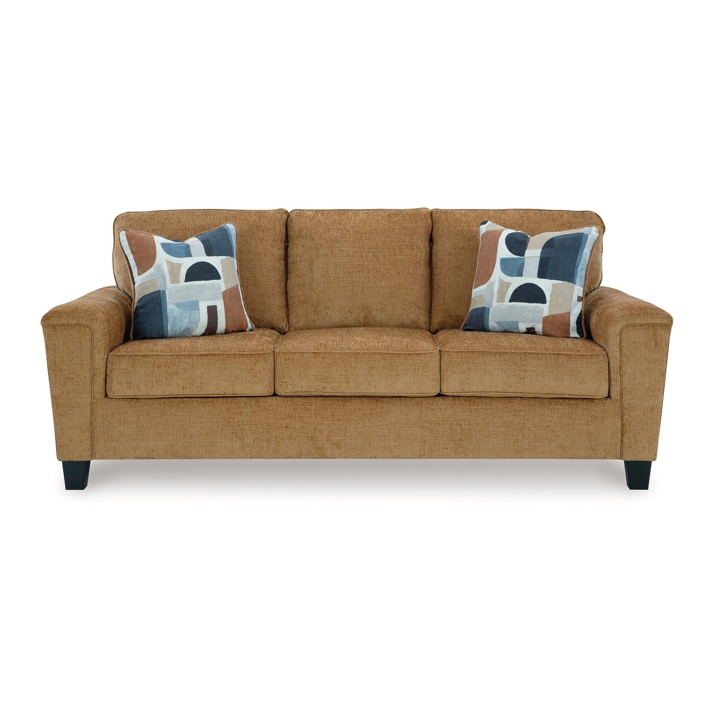 Erin Sofa, 2 Accent Throw Pillows, 89 Inch Plush Light Brown Polyester
