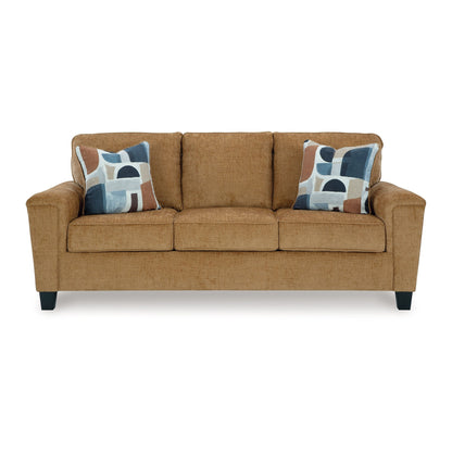 Erin Sofa, 2 Accent Throw Pillows, 89 Inch Plush Light Brown Polyester
