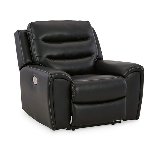 Erine Power Recliner Chair, Adjustable Headrest, Black Faux Leather