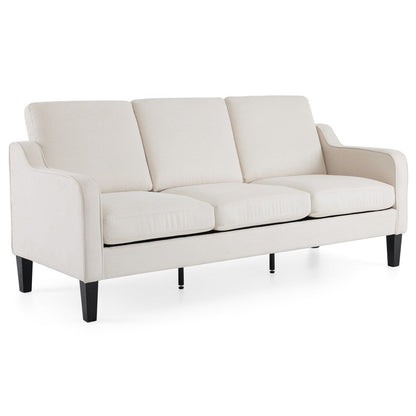 Erommy 3 Seat Sofa, 72 Sofa Couch for Living Room, Modern Fabric Couch with 4 Wood Legs, 2 Metal Support Rods for Bedroom