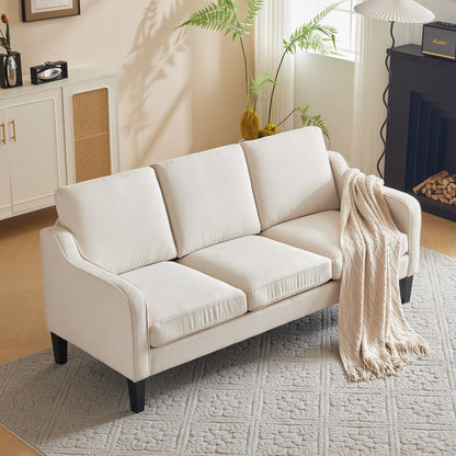 Erommy 3 Seat Sofa, 72 Sofa Couch for Living Room, Modern Fabric Couch with 4 Wood Legs, 2 Metal Support Rods for Bedroom