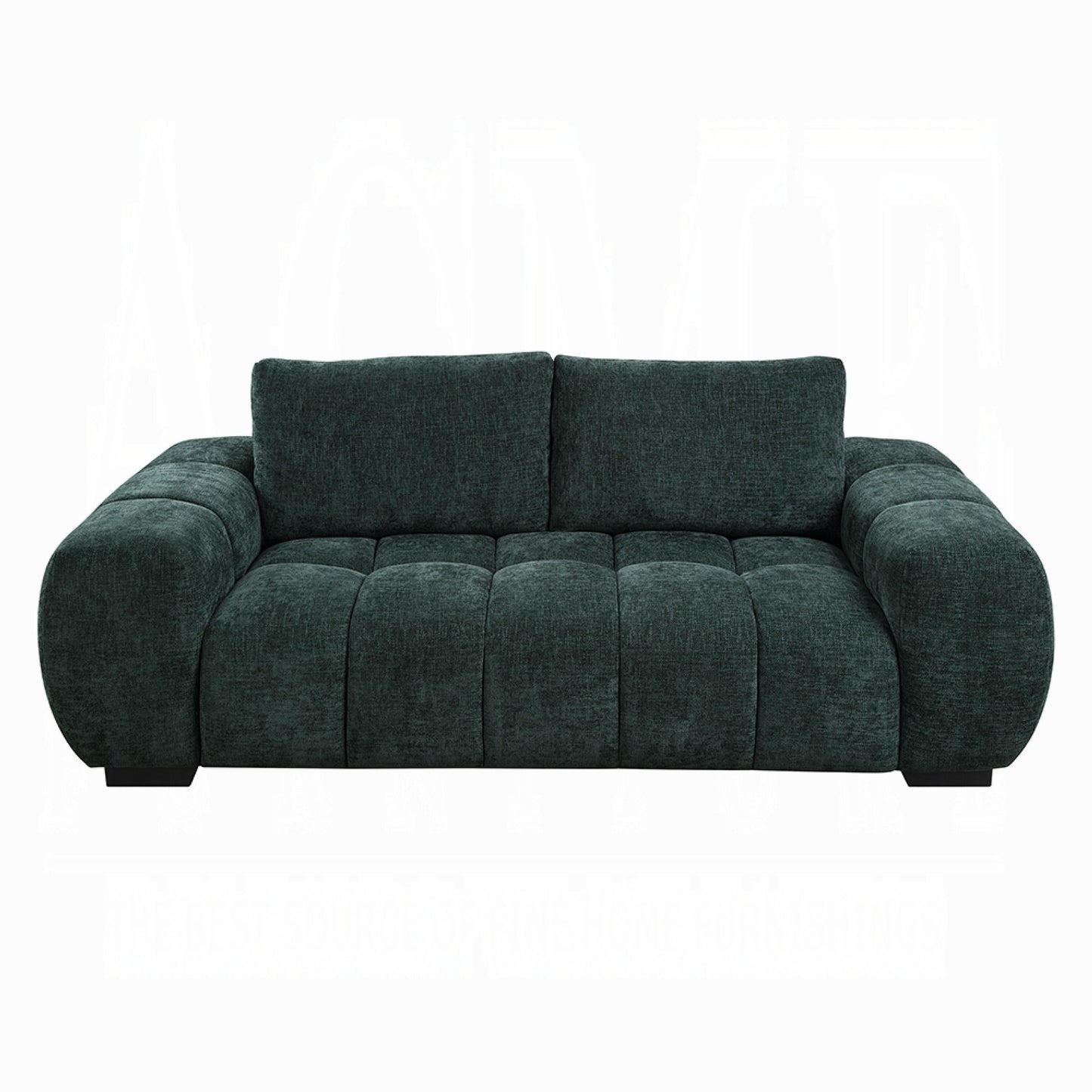 Errand Sofa, Dark Green Chenille, Foam Cushions, Pine Wood, 84 Inch