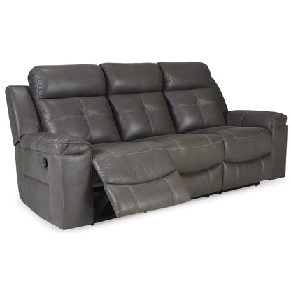 Eslo Manual Reclining Sofa, Dark Gray Faux Suede Polyester, 88 Inch