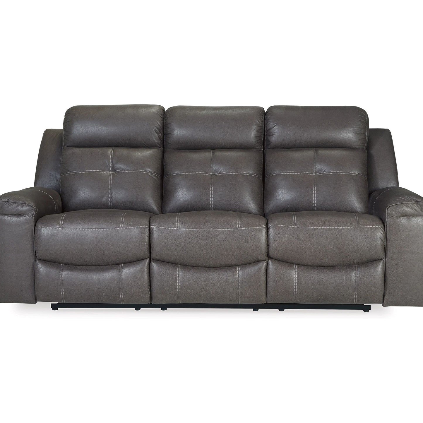 Eslo Manual Reclining Sofa, Dark Gray Faux Suede Polyester, 88 Inch