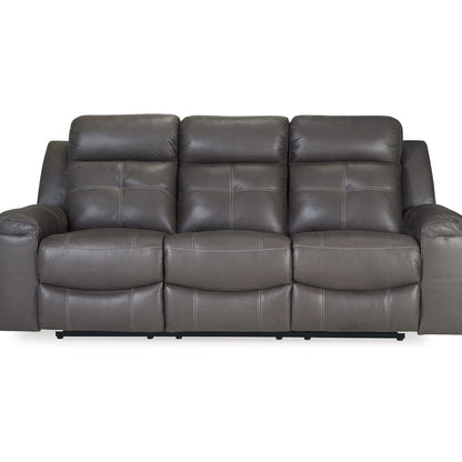 Eslo Manual Reclining Sofa, Dark Gray Faux Suede Polyester, 88 Inch