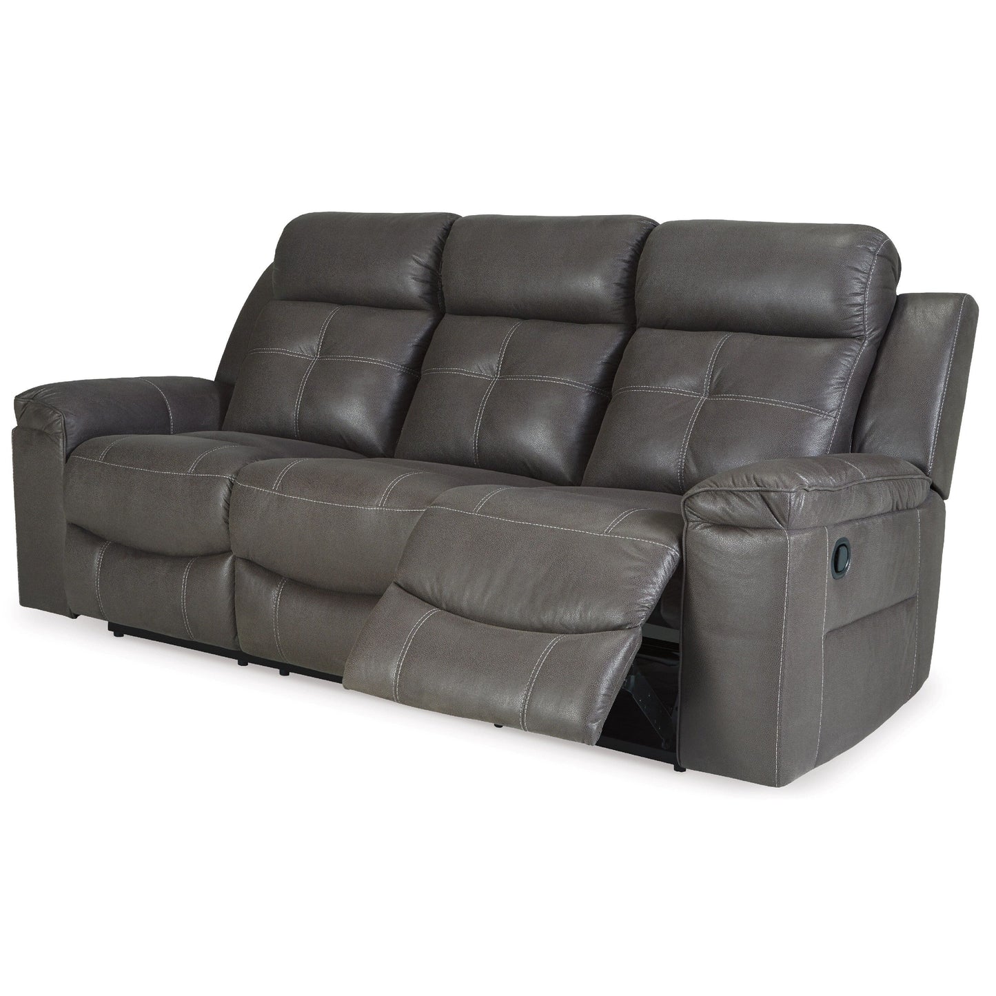 Eslo Manual Reclining Sofa, Dark Gray Faux Suede Polyester, 88 Inch
