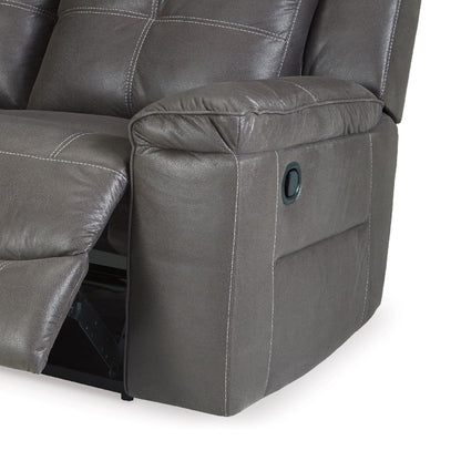 Eslo Manual Reclining Sofa, Dark Gray Faux Suede Polyester, 88 Inch