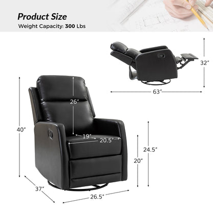 Esteban Modern Faux Leather Manual Rocking Swivel Recliner with Wingback Set of 2