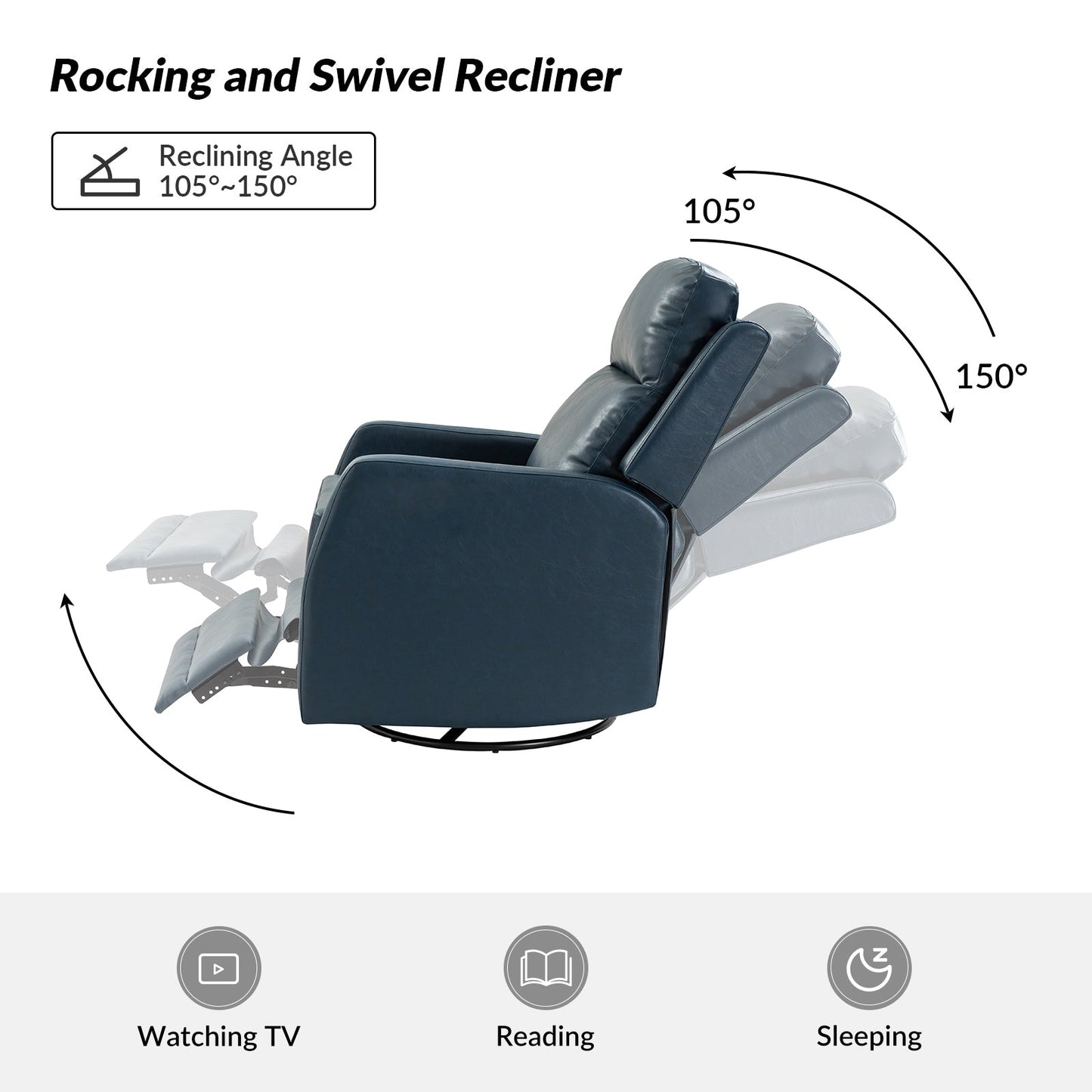 Esteban Modern Faux Leather Manual Rocking Swivel Recliner with Wingback Set of 2