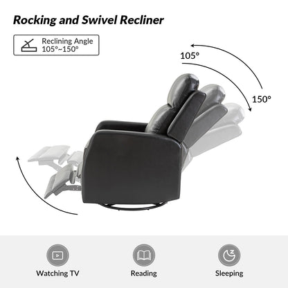 Esteban Modern Faux Leather Manual Rocking Swivel Recliner with Wingback Set of 2