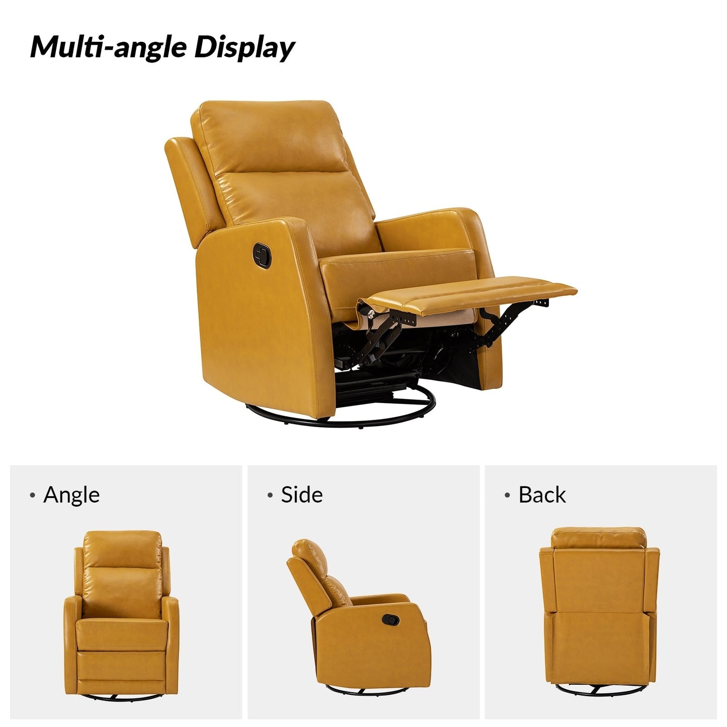 Esteban Modern Faux Leather Manual Rocking Swivel Recliner with Wingback Set of 2