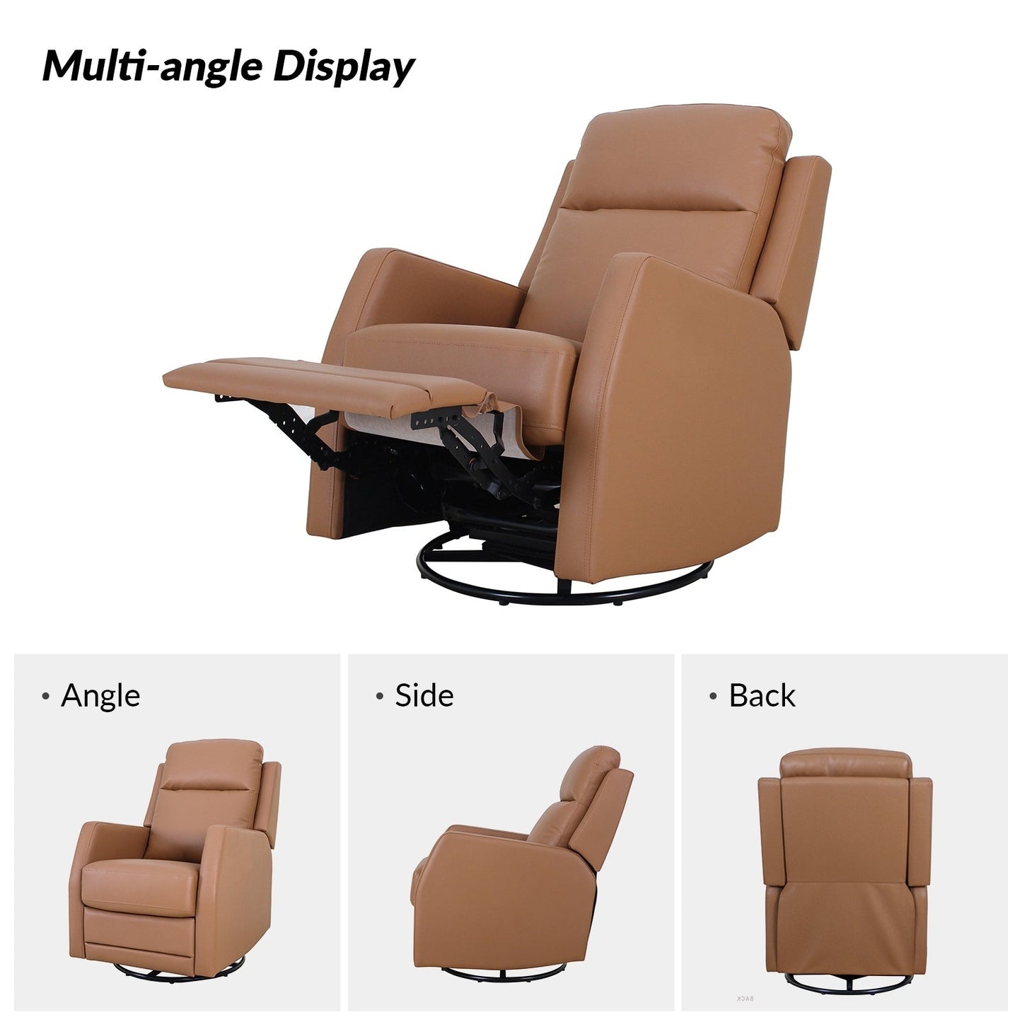 Esteban Modern Faux Leather Manual Rocking Swivel Recliner with Wingback Set of 2