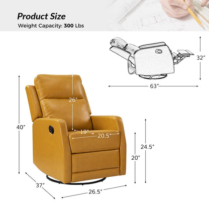 Esteban Modern Faux Leather Manual Rocking Swivel Recliner with Wingback Set of 2
