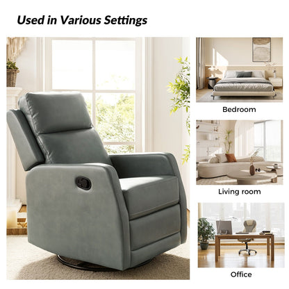 Esteban Modern Faux Leather Manual Rocking Swivel Recliner with Wingback Set of 2