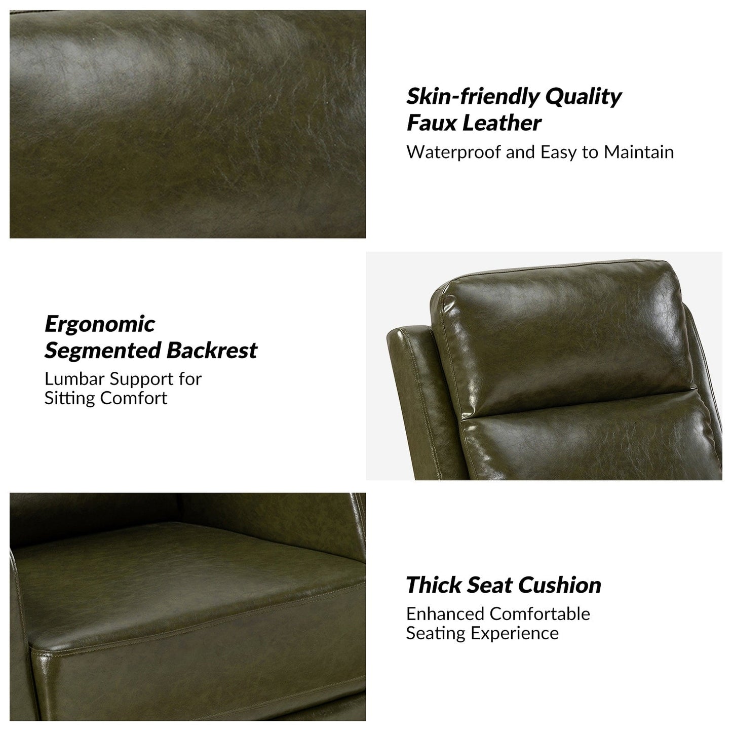 Esteban Modern Faux Leather Manual Rocking Swivel Recliner with Wingback Set of 2