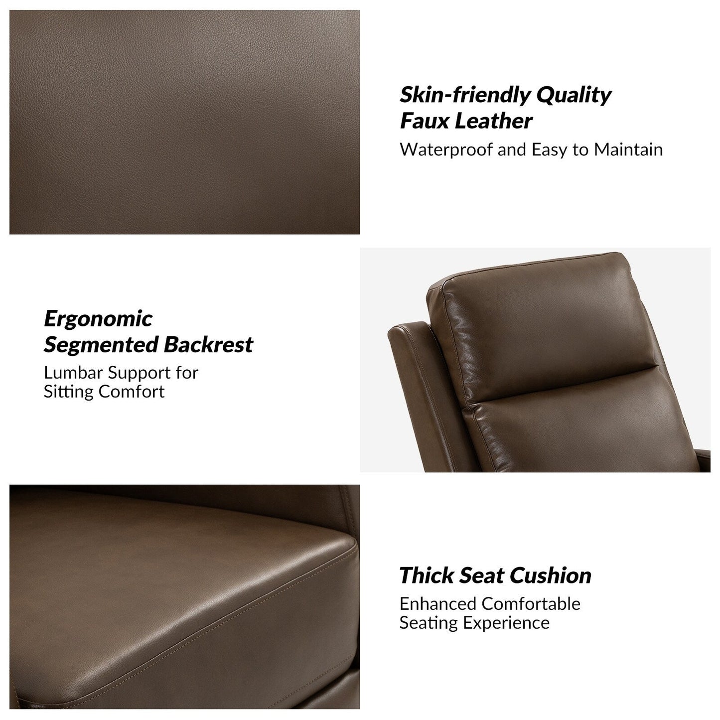 Esteban Modern Faux Leather Manual Rocking Swivel Recliner with Wingback Set of 2