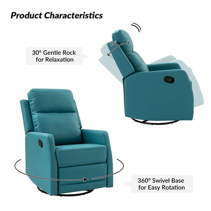 Esteban Modern Faux Leather Manual Rocking Swivel Recliner with Wingback Set of 2