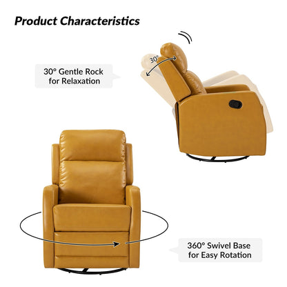 Esteban Modern Faux Leather Manual Rocking Swivel Recliner with Wingback Set of 2