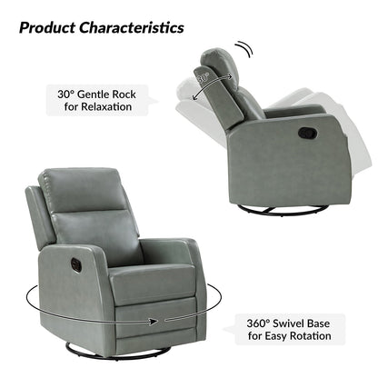 Esteban Modern Faux Leather Manual Rocking Swivel Recliner with Wingback