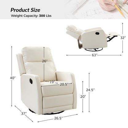 Esteban Modern Faux Leather Manual Rocking Swivel Recliner with Wingback
