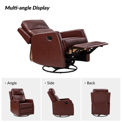 Esteban Modern Faux Leather Manual Rocking Swivel Recliner with Wingback