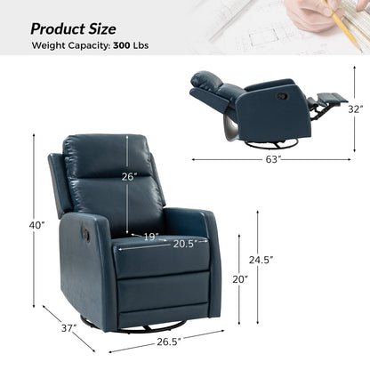 Esteban Modern Faux Leather Manual Rocking Swivel Recliner with Wingback