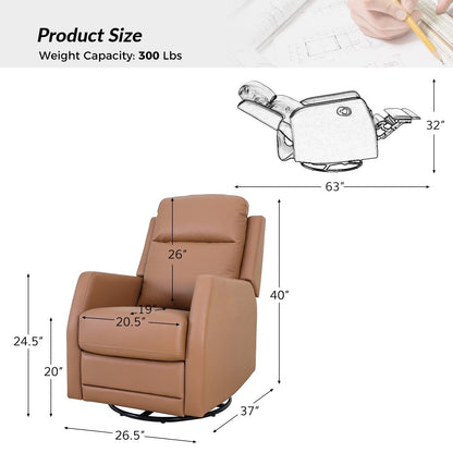 Esteban Modern Faux Leather Manual Rocking Swivel Recliner with Wingback