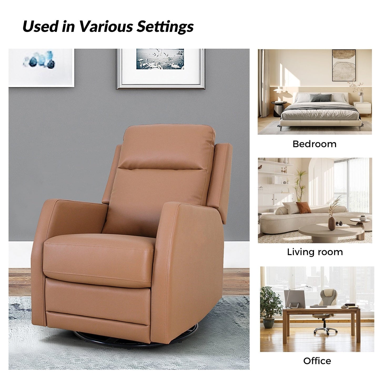 Esteban Modern Faux Leather Manual Rocking Swivel Recliner with Wingback