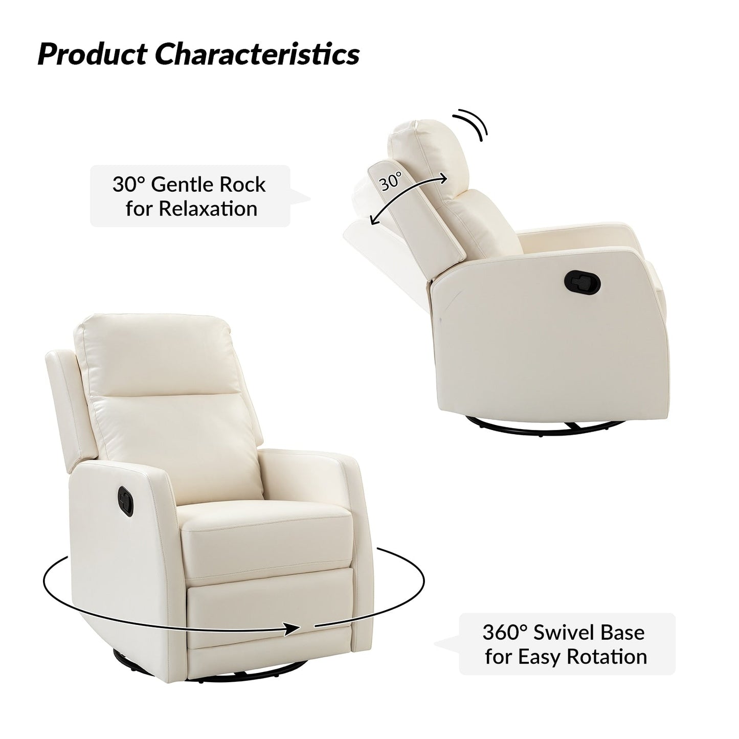 Esteban Modern Faux Leather Manual Rocking Swivel Recliner with Wingback