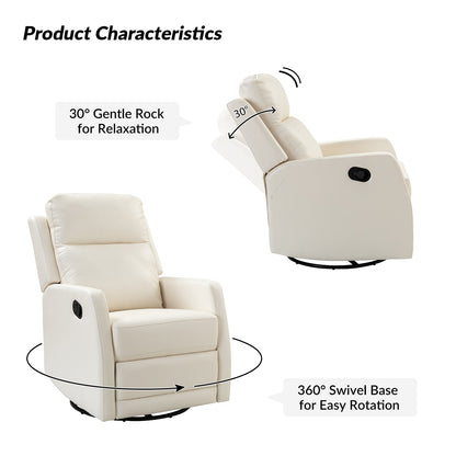 Esteban Modern Faux Leather Manual Rocking Swivel Recliner with Wingback