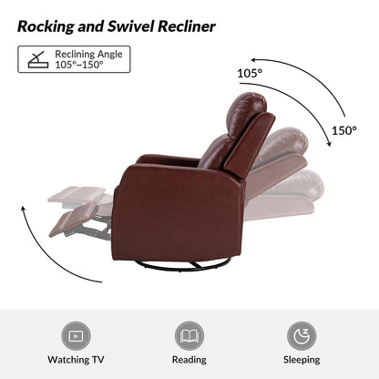 Esteban Modern Faux Leather Manual Rocking Swivel Recliner with Wingback