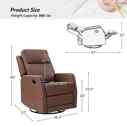 Esteban Modern Faux Leather Manual Rocking Swivel Recliner with Wingback