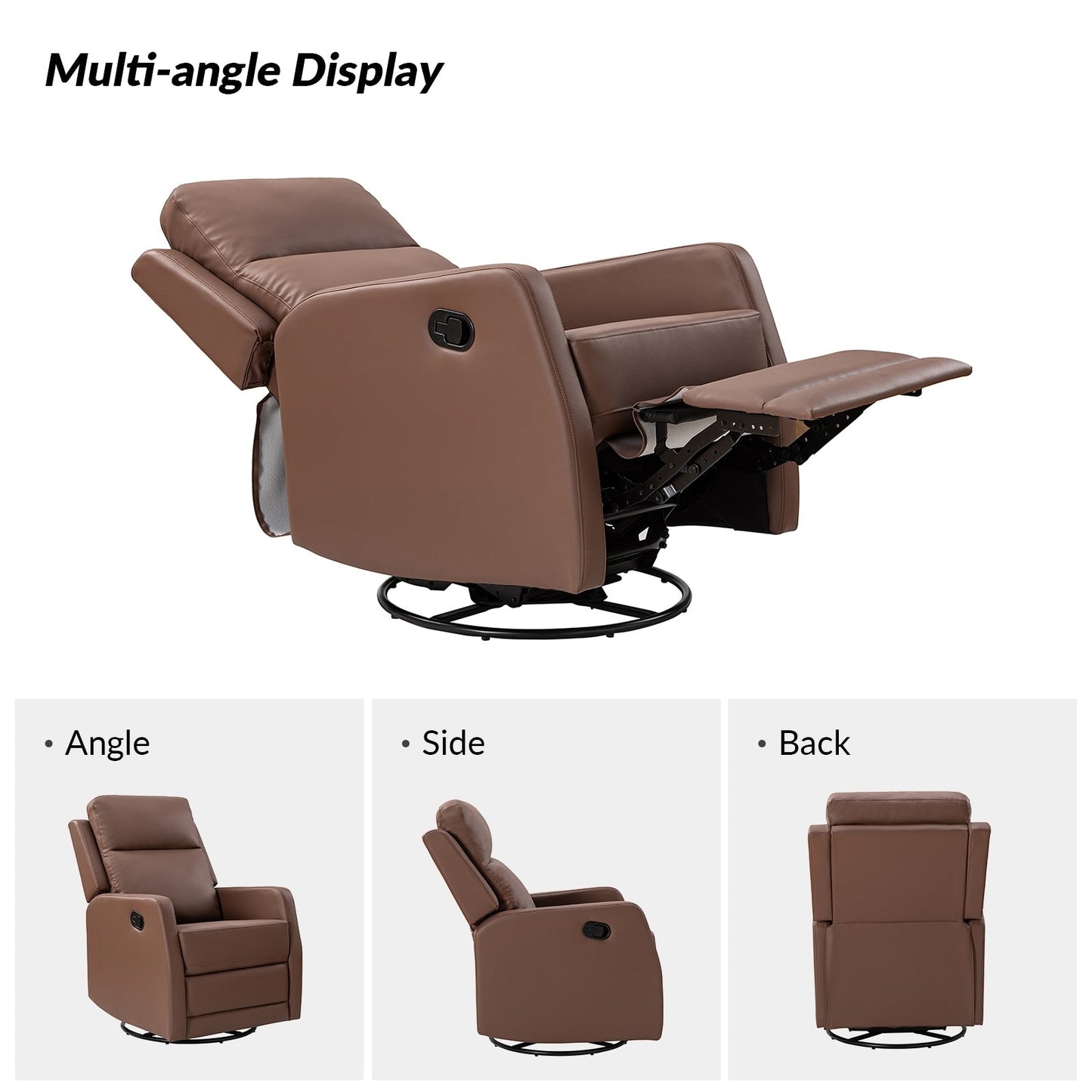 Esteban Modern Faux Leather Manual Rocking Swivel Recliner with Wingback
