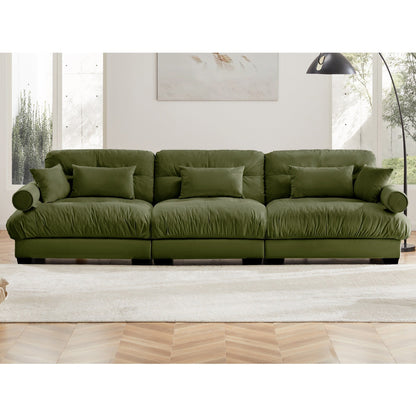 Extra Large 3 Seat Modern Velvet Sofa, Oversize Sofa, Clould Like Comfortable Seat and Back Support