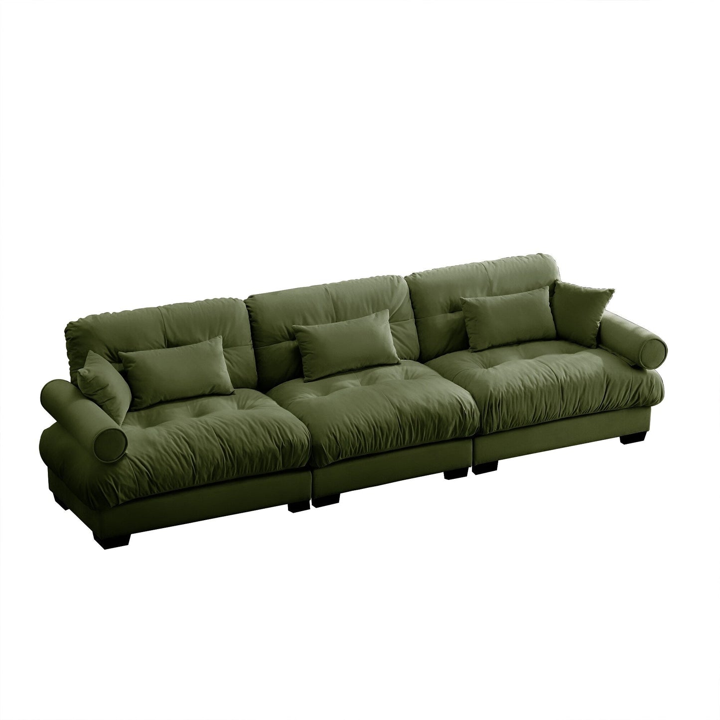 Extra Large 3 Seat Modern Velvet Sofa, Oversize Sofa, Clould Like Comfortable Seat and Back Support